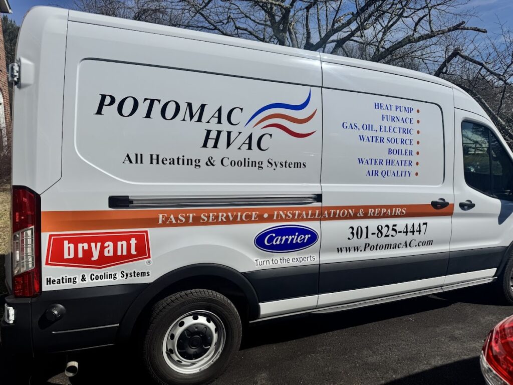 Potomac HVAC service van for heating and air conditioning services in Maryland Virginia and DC